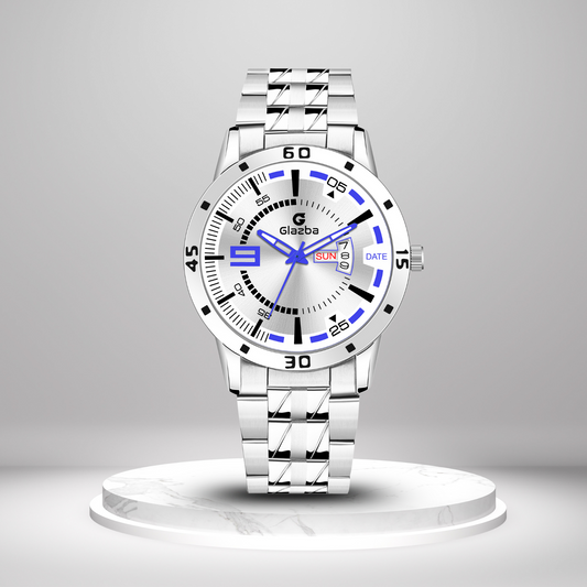 Glazba Signature 9 Silver Dial Analog Watch with Day & Date – For Men