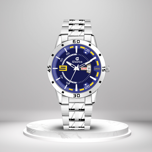Glazba Signature 9 Blue Dial Analog Watch with Day & Date – For Men