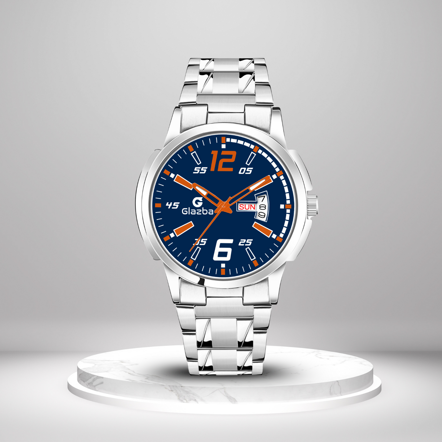 Glazba Signature 12–6 Blue Dial Analog Watch with Day & Date – For Men
