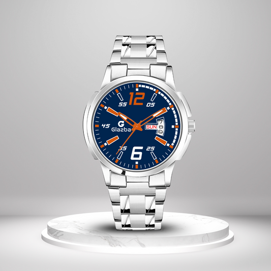 Glazba Signature 12–6 Blue Dial Analog Watch with Day & Date – For Men