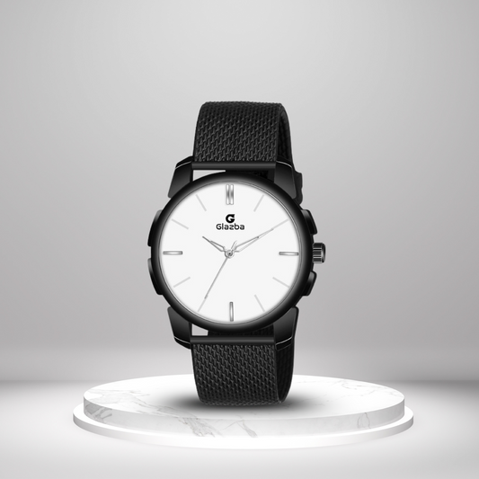 Classic Black Sikka with White Dial Watch - for Men