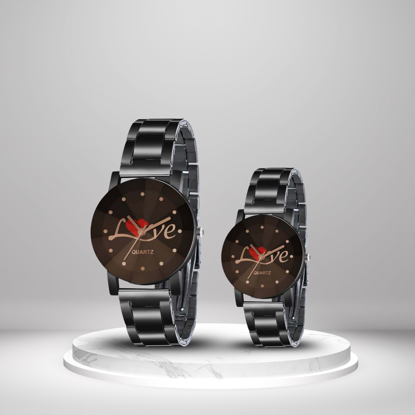 Love Couple Combo Analog Watch With Metal Chain - For Couples