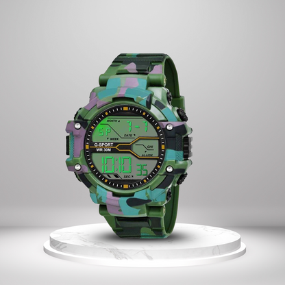 Green Army Print Watch – For Men