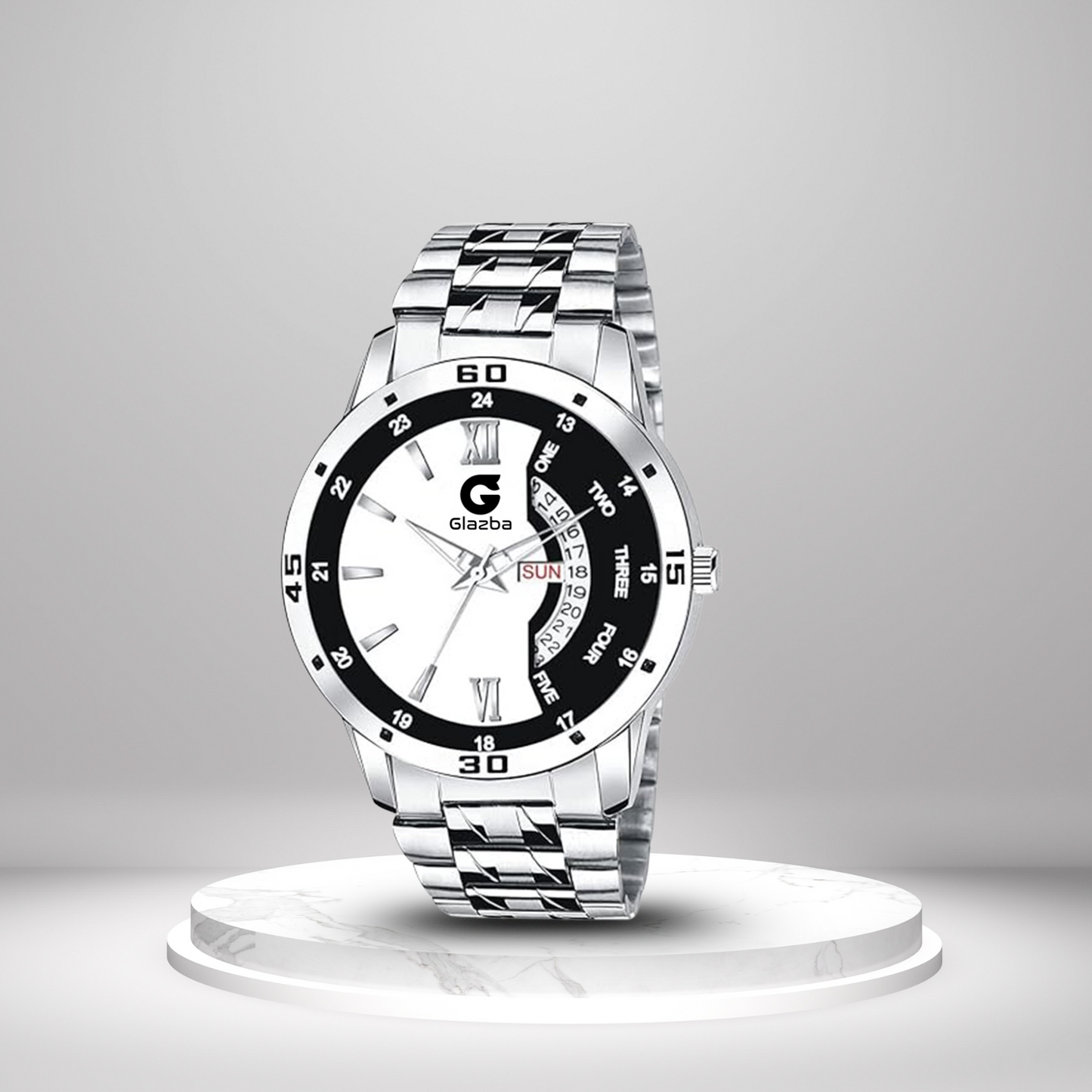 Men’s Dual Tone Black & White Analog Watch with Day & Date Function