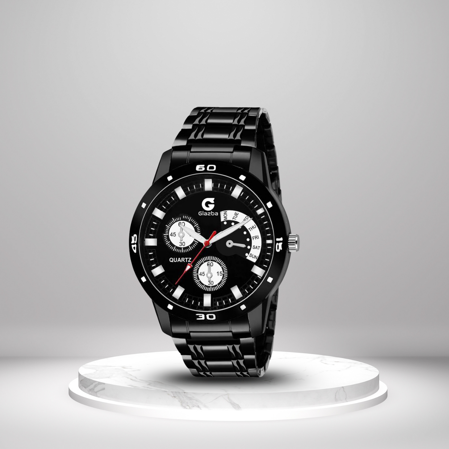 Glazba Black Chain Chrono Dial Watch – For Men