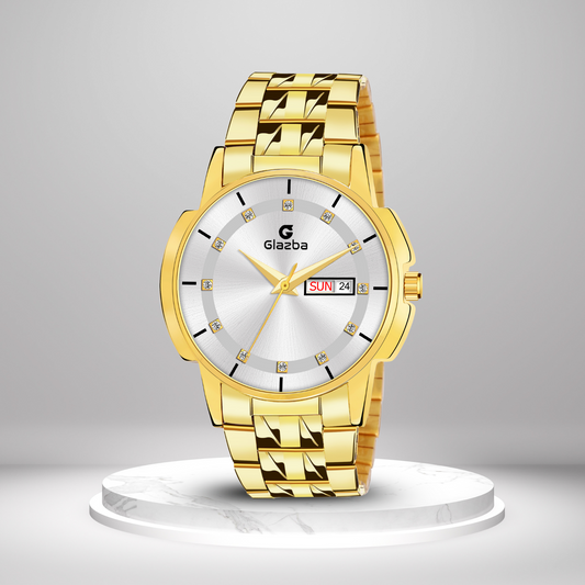Two-Tone Gold & Silver Design Men’s Analog Watch – Day & Date Function
